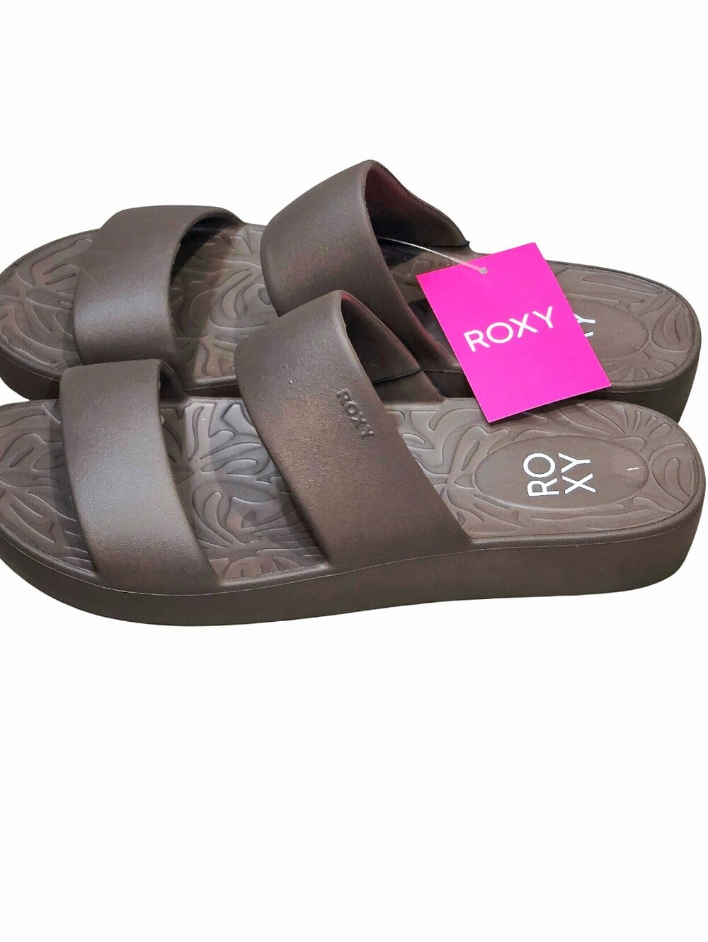 Roxy Free Spirit Double-Strap Slide Sandals- Brown